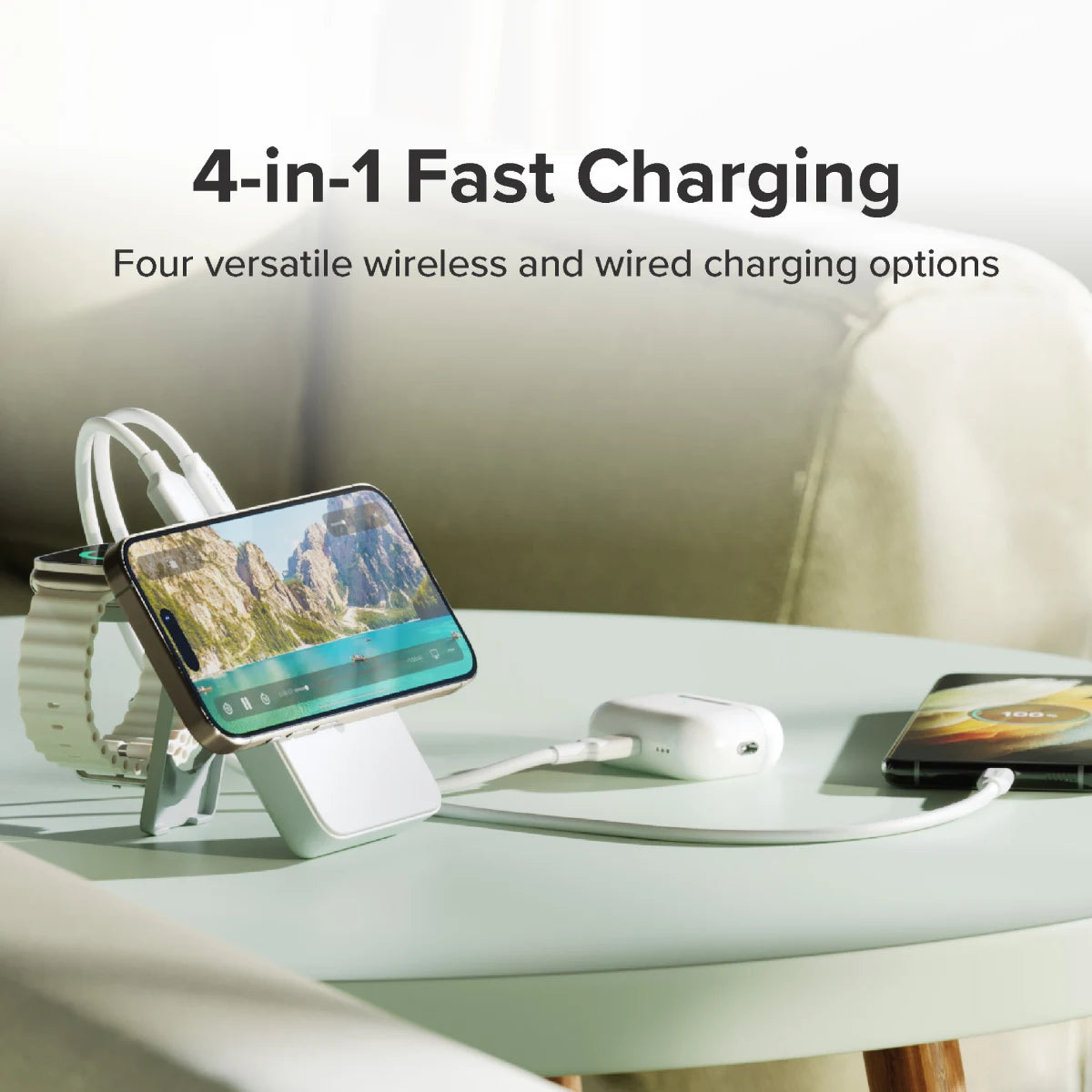 A large marketing image providing additional information about the product ALOGIC Lift 4-in-1 MagSafe Compatible Wireless Charging 10,000mAh Power Bank - Additional alt info not provided